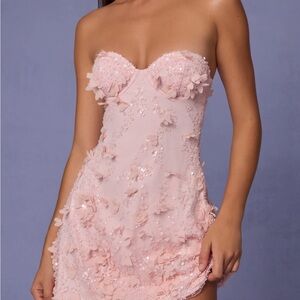 Oh Polly Embellished bandeau a-line mini dress